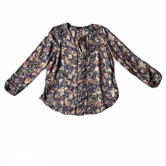 LUCKY Brand Floral Top Blouse Blue M EUC - Picture 1 of 14